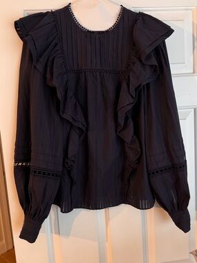 Ted Baker Women's navy Ruffled Long-Sleeve blouse